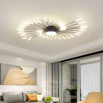 Modern Luxury Large LED Swirl 42-Light Firework Irregular Flush Mount Ceiling Light, Neutral Light For Indoor, Bedroom, Living Room, Dining Room