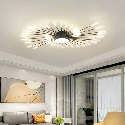 Modern Luxury Large LED Swirl 42-Light Firework Irregular Flush Mount Ceiling Light, Neutral Light For Indoor, Bedroom, Living Room, Dining Room