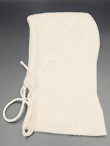 1pc Women's Fashion Knitted Hooded Neck Warmer, Drawstring Balaclava Hat, Versatile For Commuting