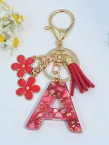 1 件首字母银色闪光钥匙扣，树脂滴蝴蝶吊坠，包/车装饰，男女通用礼物汽车配件包魅力学校可爱哥特 Y2k - 銀色 - 查看 16