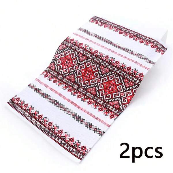 2 pièces/6 pièces Serviettes de cuisine à motif vague bohème, grands torchons, serviettes de nettoyage douces et séchage rapide pour la cuisine, la cuisson et la cuisine, cadeau de la Saint-Valentin, lavage à la main uniquement, 80% polyester 20% thème côtier