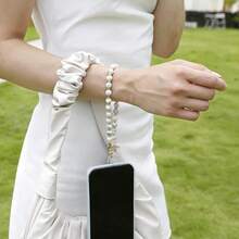 TENOC Marble Beaded Phone Wrist Strap, Cellphone Lanyard With Tether Tab, Hands-Free Phone Chain Wristlet Bracelet Keychain, Marble White{"Color_name":"B-MarbleWhite"} - B-đá cẩm thạch trắng - Xem 5