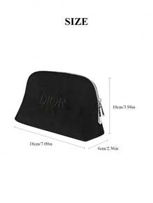 Christian Dior ​​Plush Black Velvet Cosmetic Pouch​​,Premium Shell-Shaped Bag​ - Black - View 2