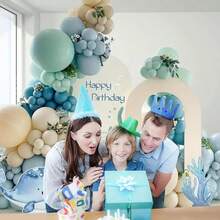 126 piezas Kit de arco de globos submarino, incluye globos de látex en colores azul pálido, blanco arena, verde claro y azul mar, adecuado para decoración de baby shower y fiesta de cumpleaños con tema oceánico - Multicolor - Ver 5