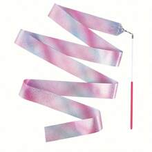 10PCS Gymnastic Ribbon, Sparkling Dance Ribbon With Twirling Baton Gradient Rainbow Dance Ribbons - Perfect For Gymnastics, Birthday Parties & Wedding Decorations