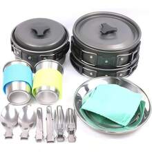 5pcs -20pcs Set TMKOOL Camping Cookware Mess Kit Outdoor Hiking Backpacking Picnic Cooking Bowl Non Stick Potgift - 16Pcs - View 2