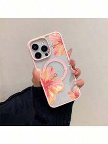Magnetic Flower Design Phone Case Compatible With Apple 16 ProMax, Magnetic Charging 14 Pro Lens Protection Soft Silicone Transparent Minimalist Shock-Proof Case Compatible With Samsung Galaxy A15/A16/A35/A54/A55/A56/S22/S22 PLUS/S22 ULTRA/S23/S23 FE/S23 PLUS/S23 ULTRA/S24/S24 FE/S24 PLUS/S25 PLUS/S24 ULTRA/S25 EDGE/S25 ULTRA Waterproof Anti-Fall Scratch Resistant - 款式1(1pc) - 查看 4