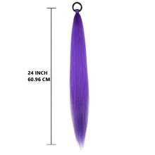 Purple Ponytail Extension With Elastic Tie, 24 Inch Long Purple Braid Ponytail Extension, Synthetic Braiding Hair Straight Wrap Around Braided Ponytails For DIY Twist And Ponytail Hairstyles - Multicolor - View 6