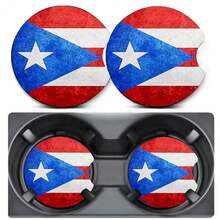 2 Pack Car Coasters For Cup Holders,Puerto Rico Flag Car Cup Holder Coasters,2.75" Universal Size Anti Slip Rubber Mat,Car Cup Holder Decal Decor,Puerto Rico Flag Gifts For Men,Women{"Color_name":"PuertoRicoFlag","Size_name":"2PCS"} - 波多黎各國旗 - 查看 1