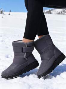 女款短款雪地靴 冬季保暖內裡加厚圓頭平底防寒保暖靴 尺寸 36-45 - 灰色 - 查看 5