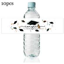 10pcs/20pcs/40pcs 2026Class Of Bottle Wrappers Graduation Water Bottle Labels Black And Gold Graduation Party Favors