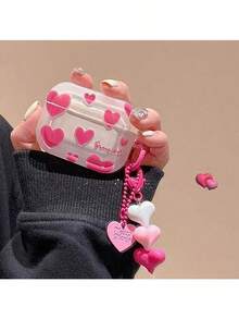 Pink Bluetooth Earphone Case, Heart-Shaped Frame Design For AirPods Pro 3/ 4, 3, 1/2, Pro, Pro 2 Bluetooth Earphone Case, Thick Soft Protective Cover - Multicolor - View 1