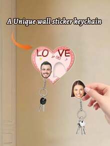 1pc Personalized Puzzle Photo Acrylic Keychain - Customizable With Family, Parent-Child, Or Couple Pictures, Creative Entryway Wall Decal, Supports Photo Customization With Unique Collage Design Templates,Heartwarming Memorial Gift.