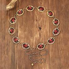 1pc Vintage Acrylic Alloy Milk Texture Printed Adjustable Waist Chain/Belt, Women Waist Decor