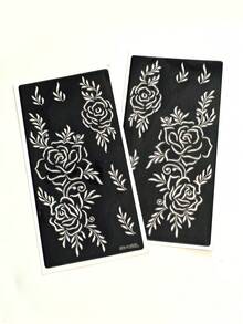 4 张临时纹身模板套装，可重复使用花卉图案人体彩绘模板，适用于女性身体彩妆和曼海蒂图案