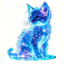 Blue Cat Vinyl Stickers - Captivating Starry Sky Design, Durable PVC Scratch-Resistant Decals Suitable For Cars, Laptops, And Motorcycles, Laptop Decoration | Cosmic Theme | Durable Vinyl, Cat Car Stickers