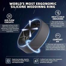 Egnaro Men's Silicone Rings, 7.5mm Wide 2.5mm Thick Rubber Bands For Him, Ergonomic Beveled Edge Two Tone Waterproof Workout Accessories{Inchcolor_nameinch:InchSETC3-BlackGray/Blackinch,Inchsize_nameinch:Inch14.5-15inch} - SETC3-黑色灰/黑色 - 查看 3