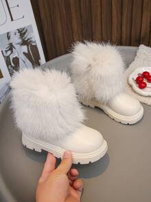 1 par de botas lindas y de moda para niñas, botas cálidas para la academia y exteriores, botas casuales para todas las estaciones, otoño/invierno