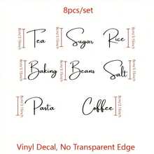 8pcs/Sheet Only Sticker For Kitchen Bottle Labels Decals, Tea Coffee Sugar Baking Salt Label Decal Waterproof Removable Vinyl Sticker For Jar Decoration - Black - View 2