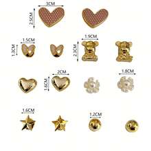 14 件 DIY 鞋饰装饰，蝴蝶、熊、花朵、心形金属配件，防水，适用于 EVA 沙滩凉鞋、拖鞋、花园鞋、可拆卸鞋饰、节日礼物