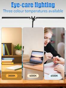 24W LED Desk Lamp With Dual Heads, Mechanical Arm, Clamp-On Installation, 3-Color Dimmable, USB Plug, Suitable For Study, Reading, Gaming, Eye Care In Desk, Library, Bedroom, Office, Lab, Sewing Room - Double-head Desk Lamp Clamp Installation - View 6