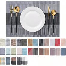 Washable Vinyl Placemats Set Of 4 For Indoor/Outdoor Use - I-gray Black - View 1