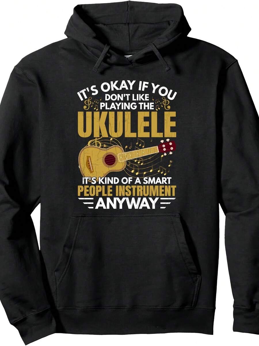 Playing Ukulele Art People Instrut Funny Music Graphic Pullover Hoodie - 款式26 - 查看 1