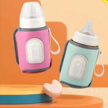 1pc PU Baby Bottle Warmer For Outdoor Use, With Type-C USB Cable, No Internal Battery, Portable Bottle Warmer, Constant Temperature Milk Heater, Insulation Cover