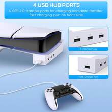 MENEEA  Pro/Slim Horizontal Stand For Disc & Digital Console With 4 USB Ports, Base Bracket Holder Accessories For PlayStation 5 Slim/Pro, USB 2.0 For Data & Charging, Not For  Standard Console - màu đen - Xem 12