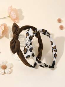 2 Stück Leoparden-bedruckte Stirnbänder für Frauen und Mädchen, süße braun-weiße Haarreife, niedliche Mädchen-Haarschmuck für den täglichen Gebrauch, Herbst-Winter-Kopfbedeckung, Frauenhaar-Accessoires