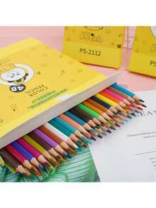 Set de 12/24 lápices de colores de dibujos animados, lápices de colores para pintura y graffiti, lápices de colores básicos multiusos para estudiantes, materiales y suministros para clases de arte y herramientas de pintura