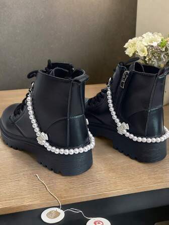 Shoelace Buckle DIY Shoe Flower Decor For Canvas Shoes, Boots, Sneakers, Shoelace Chain, Faux Pearl Shoelace, Punk