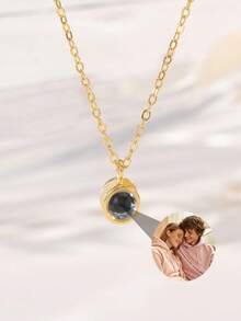 Customized Photo Projection Necklace, Stainless Steel Personalized Memorial Jewelry With Embedded Photo, Elegant & Minimalist Design, Ideal Gift For Girlfriend, Wife, Best Friend, Suitable For Daily Wear, Birthday, Anniversary, Party, Graduation, Wedding, Valentine's Day, Mother's Day, New Year, Christmas - Multicolor - View 5