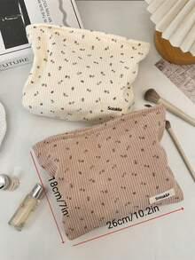 Borsa cosmetica in corduroy con motivo floreale ditsy, di grande capacità, borsa portatile per il trucco, custodia con cerniera per rossetti, pennelli, prodotti per la cura della pelle, telefono cellulare, piccoli oggetti per uso domestico, viaggi, vacanze e scuola. Borsa per il trucco, custodia per il trucco, borsa per prodotti per la cura della pelle, borsa da toilette, cubi per l'imballaggio, regali per damigelle, regali per la mamma, regali di compleanno, articoli essenziali per viaggi, articoli essenziali per crociere, articoli essenziali per il dormitorio