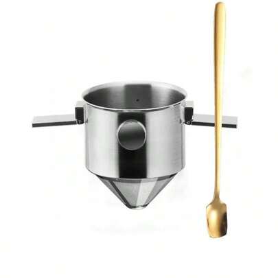 Confezione da 1 – Filtro per caffè in acciaio inossidabile – A clip – Facile da pulire – Filtro a doppia maglia – Portatile – Pieghevole – Argento
