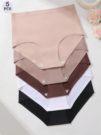 5 Pieces/Package Women's Seamless And Invisible Underwear, High-Rise