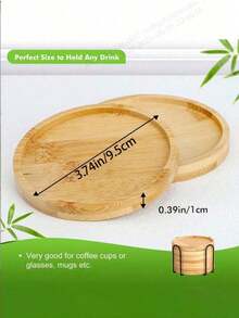 6PCS Bamboo Coasters With Holder - Multipurpose Cup Mats For Large Glasses, Goblets, Coffee Mugs, Succulent & Plant Mats, Natural Wood Drink Coasters For Home Kitchen Bar Decor