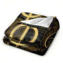 [Personalized Flannel Blanket]Alpha Phi Alpha Fraternity Inspi Ultra-Soft Flannel Blanket - Black With Golden Greek Letter Design, Warm & Cozy All-Season Throw For Living Room, Office, Travel - Perfect Gift For Home Decor & Fraternity Members, Fraternity Blanket, Office Comfort Item, Sophisticated Design, Durable Comfort - 30英寸x40英寸 - 查看 10
