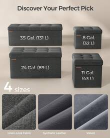 Collection - 43 Inches Folding Storage Ottoman Bench, Ottoman Foot Rest, End Of Bed Bench, Storage Chest, Load 660 Lb, For Living Room, Bedroom, Entryway - 石板灰色 - 查看 5
