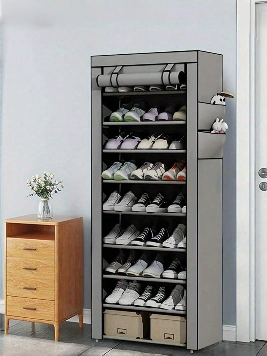 1pc Zipper-Closure Combination Shoe Rack, Simple Cloth Shoe Cabinet, Multi-Layer Storage, Dust-Proof Design For Dorm And Students, Suitable For Living Room, Bedroom, Entryway, Office, Home, Great Gift For Holidays, Christmas, Children - Multicolor - View 1