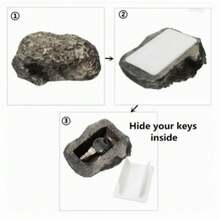 1 pieza Caja de llaves de piedra realista, caja de llaves oculta para patio exterior, decoración pequeña de resina de piedra, accesorio oculto para el hogar - Multicolor - Ver 4