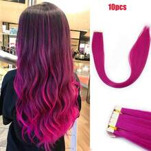 Mini Tape In Synthetic Hair Extensions 24 Inch 10pcs Straight Invisible Adhesive Colored Tape In Hair Extension For Halloween Cosplay Dress Up Fashion Party Christmas New Year Gift - Multicolor - View 12