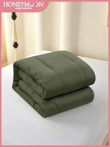 1 pieza Edredón acolchado, edredón alternativo de plumón suave como una nube apto para todos los tamaños (individual, doble, queen, king), para todas las estaciones, lavable a máquina, certificado Oeko-Tex, verde oliva - Verde Oliva - Ver 3