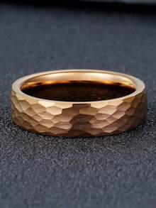 Jewelry 1Pc 6mm Matte Hammered Black Tungsten Ring For Men Women Fashion Engagement Wedding Band Exquisite Men's Accessory Jewelry Ornament For Daily Wear For Banquet Party Holiday Birthday Anniversary Gift