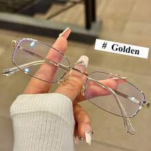 Gafas de miopía planas con luz + anti luz azul de 0 a -4.0, montura de metal, estilo de temperamento, gafas protectoras - Negro - Ver 7