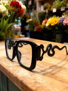 1pc Snake Street Copper Alloy Women's Flat Glasses, All Season