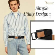 JASGOOD Men Canvas Double Ring Belt Plus Size Men Cloth Casual Belt For Jeans Pants{"Color_name":"Black(Canvas)","Size_name":"FitsWaistSize28\"-32\""} - Multicolor12 - 查看 4