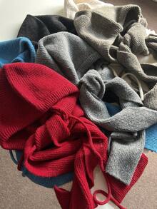 1 Peça Lenço de Tricô Sólido Fashionável Cinza/Azul/Preto/Branco, Gorro com Orelhas Quente de Outono/Inverno, Adequado para Passeios Diários, Compras, Viagens para Vestir, Praia, Feriados, Acessórios - Multicolorido - Visão 6