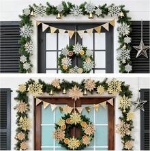 50 copos de nieve,Decoraciones para árbol de Navidad, adornos de copo de nieve para árbol,adornos de copos de nieve blancos con purpurina Decoración de Árbol de Navidad Chimenea de Techo Interior - Blanco - Ver 11