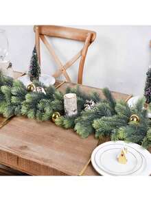 1pc 6.23ft/75inch Home Decor Artificial Christmas Decoration Pine Vines, Christmas Room Decoration Artificial Pine Cone Vines, Can Be Made Into Christmas Wreath, UV Protection Hanging Artificial Pine Wreath Vines, Christmas Home Decor, Winter Green Garland Holiday Season Mantel Table Runner Centerpiece